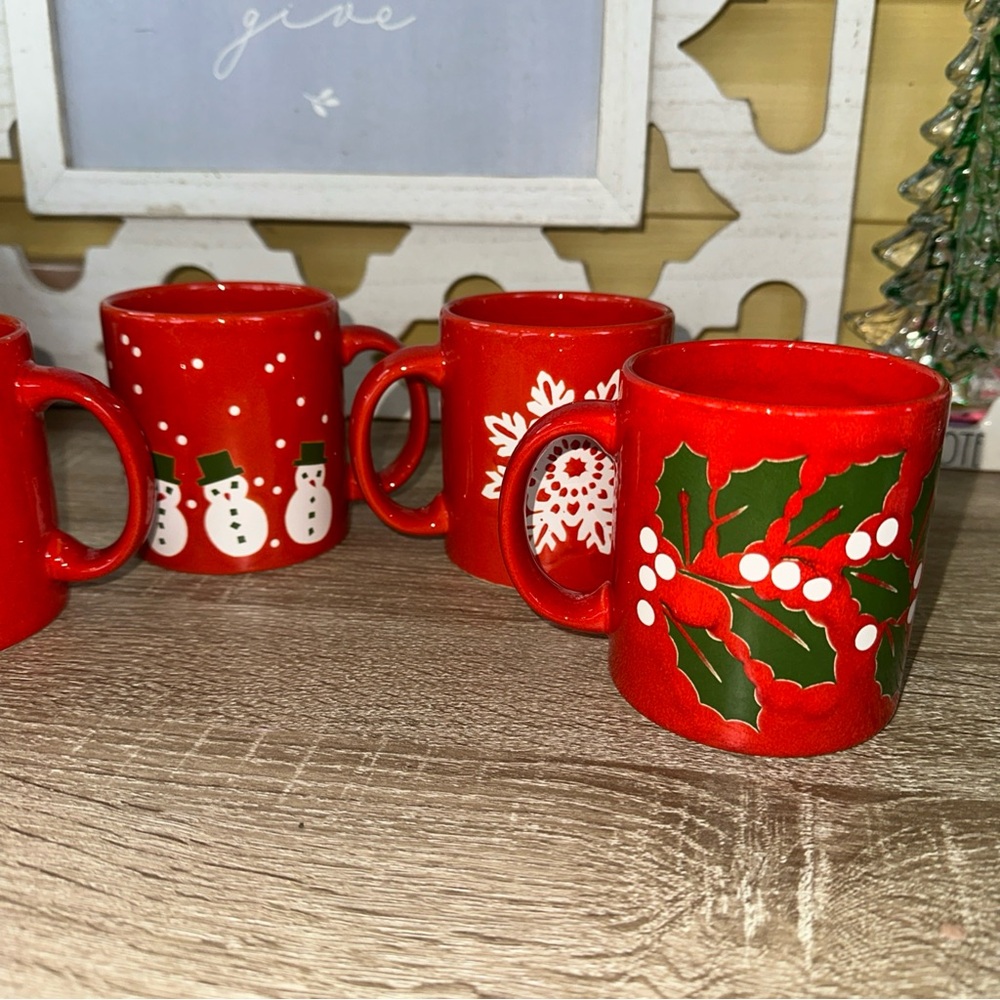 4 CHRISTMAS Waechtersbach Mugs Cups Coffee Wreaths , Snowman, tree and snowflake - Picture 15 of 15